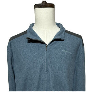Merrell Sweater Mens XL Blue Gray Fleece 1/4 Zip Pullover Stretch Outdoors
